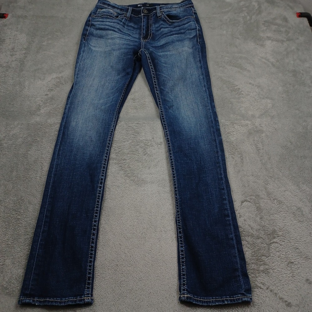 BKE Jeans Mens 31x34 Blue Denim Straight Alec Distressed Pockets Casual